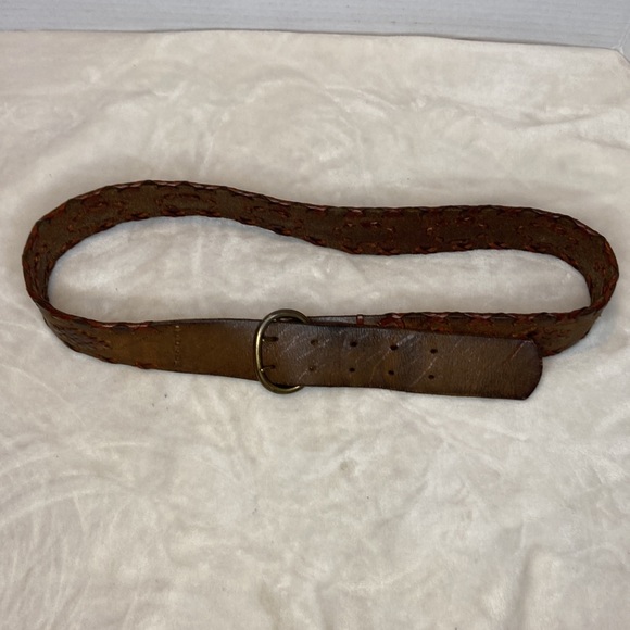 J.Crew Brown Leather Boho Embroidered Weaved Belt Size Medium 1.5” - Picture 10 of 11